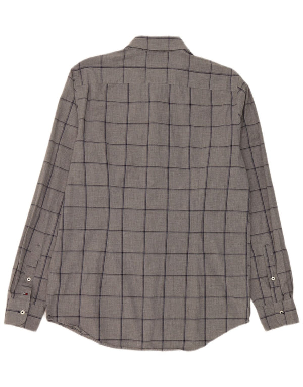 Tommy Hilfiger Mens Slim Fit Shirt Large Grey Check Cotton