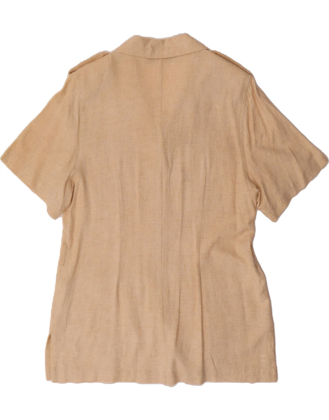 CAMEL Womens Short Sleeve Military Shirt IT 44 Medium Beige Viscose Vintage Camel and Second-Hand Camel from Messina Hembry 