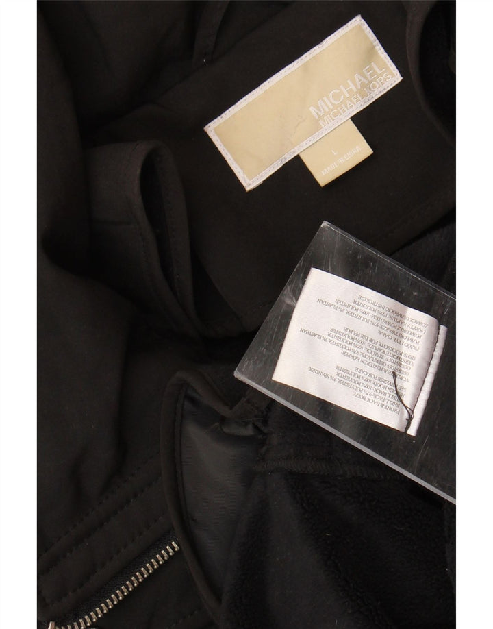 MICHAEL KORS Womens Utility Jacket UK 14 Large Black Polyester