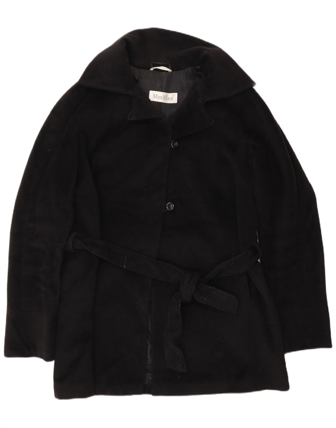 MAX MARA Womens Overcoat UK 8 Small Black Wool Classic