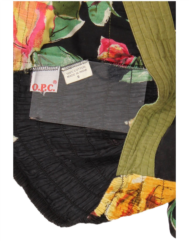 VINTAGE Womens Maxi Strapless Dress UK 14 Medium Black Floral Cotton