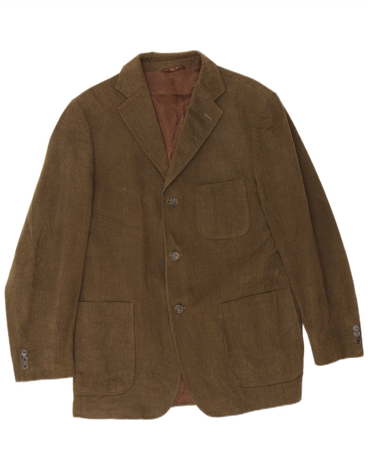 Henry Cottons Mens 3 Button Blazer Jacket IT 54 2XL Khaki Cotton