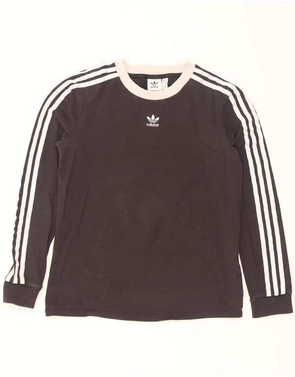 Adidas Womens Top Long Sleeve UK 10 Small Black Colourblock Cotton
