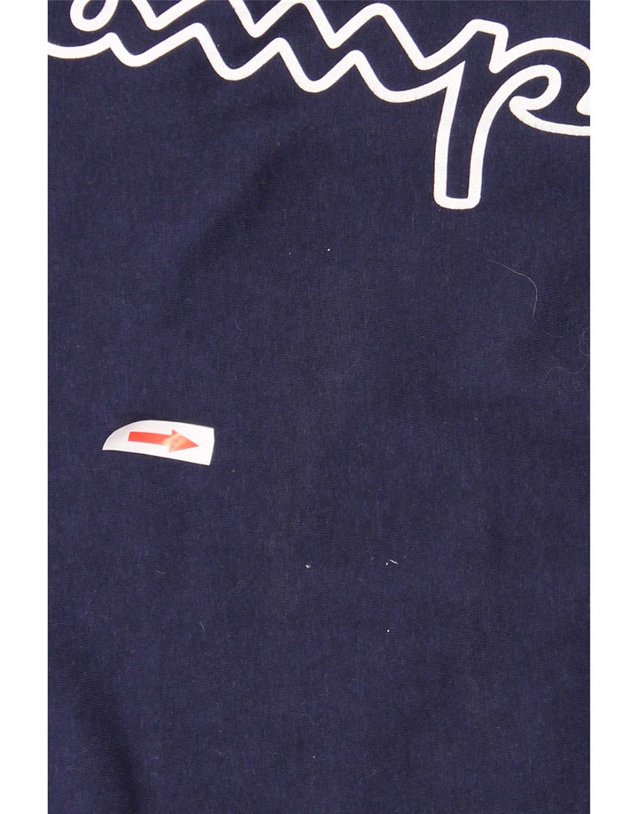 Champion Mens Graphic Top Long Sleeve Medium Navy Blue Cotton