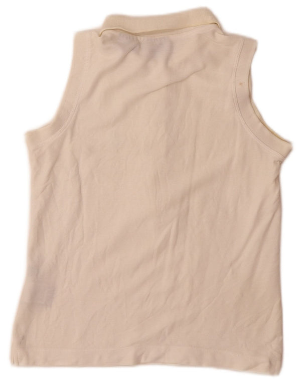 Fila Womens Sleeveless Polo shirt UK 12 Medium White Cotton