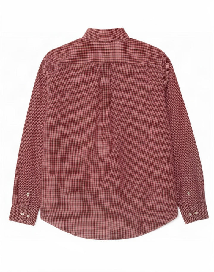 Tommy Hilfiger Mens Shirt Large Red Gingham Cotton