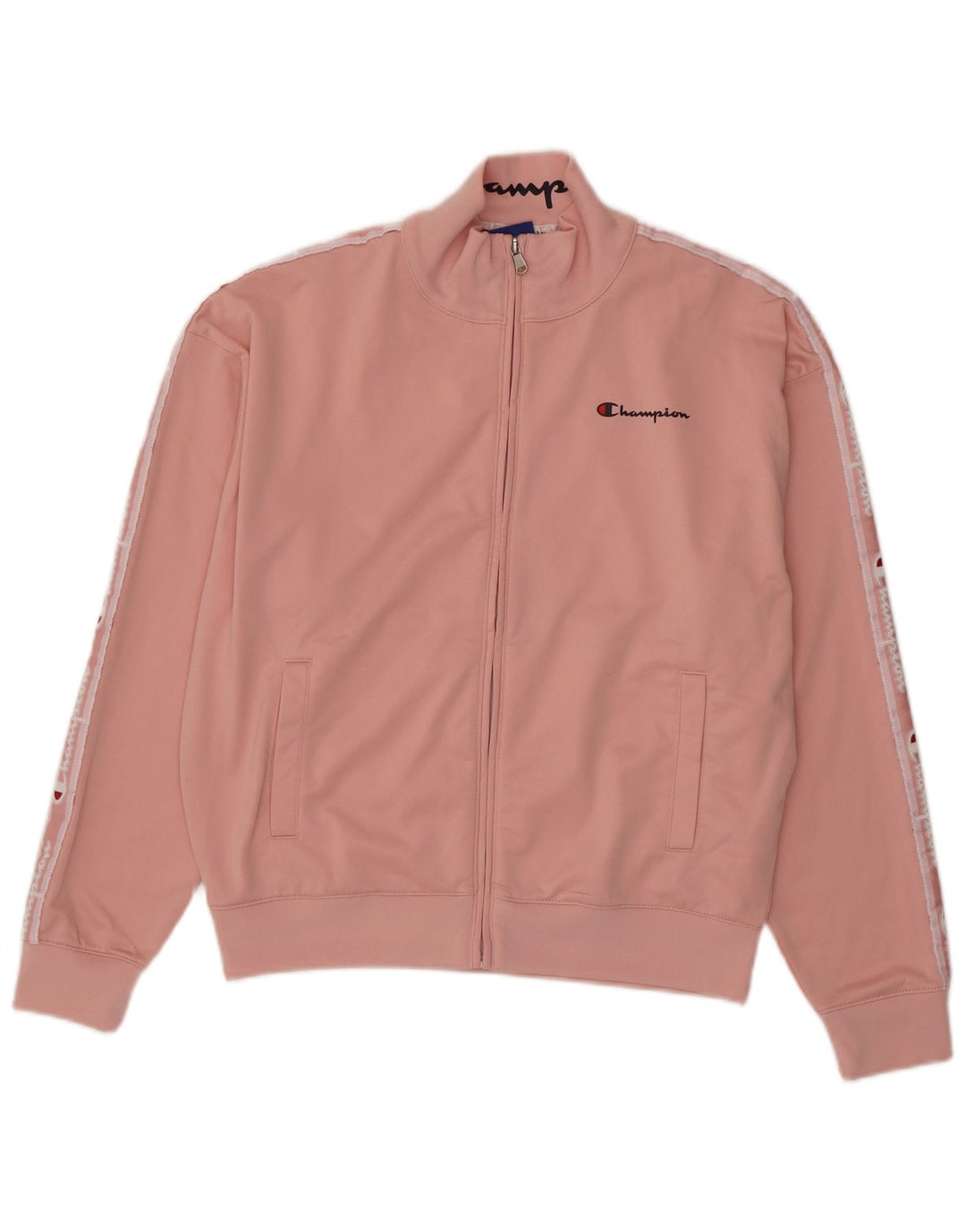 CHAMPION Womens Graphic Tracksuit Top Jacket UK 16 Large Pink Polyester
