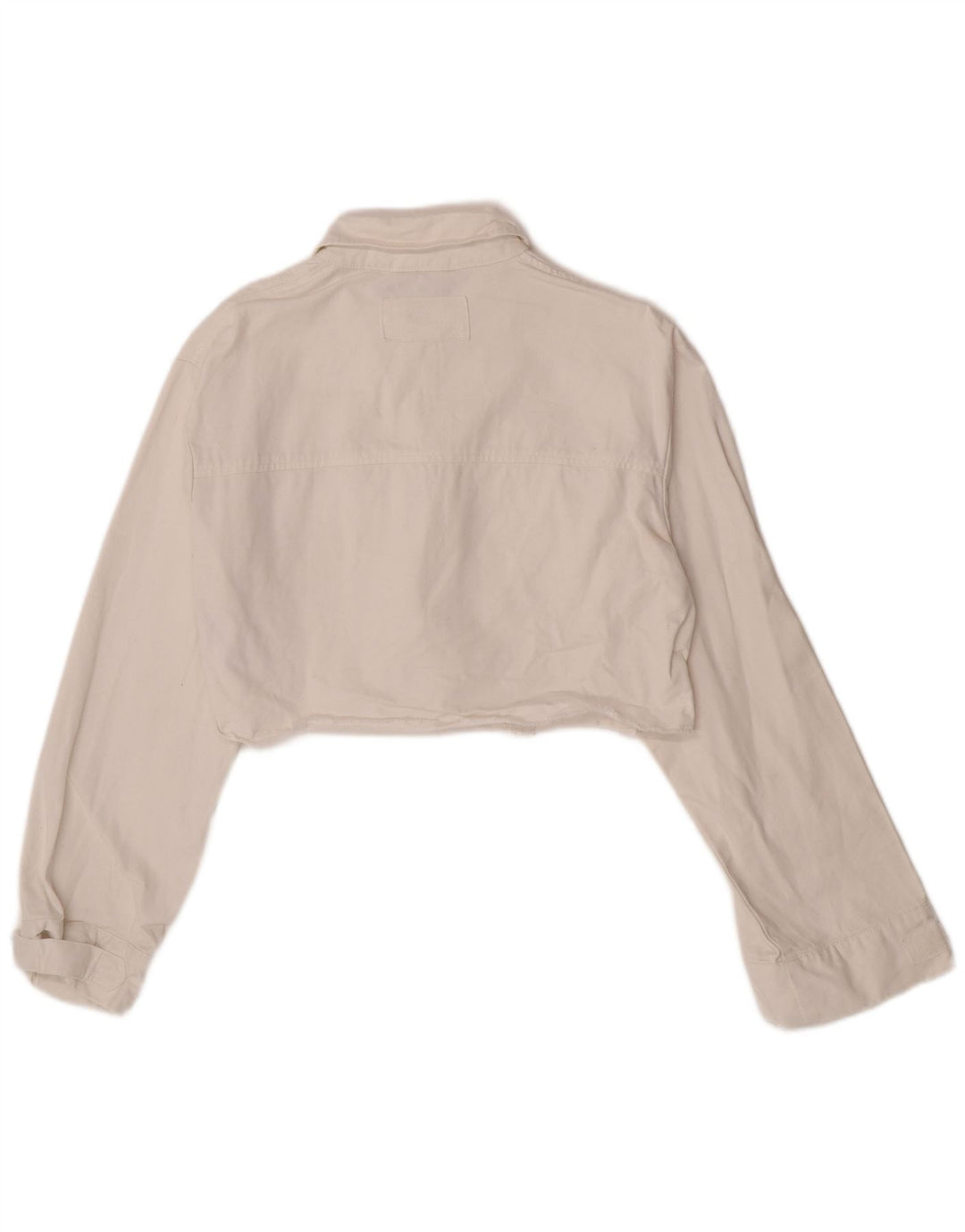 Vintage Womens Crop Denim Jacket UK 10 Small White Cotton