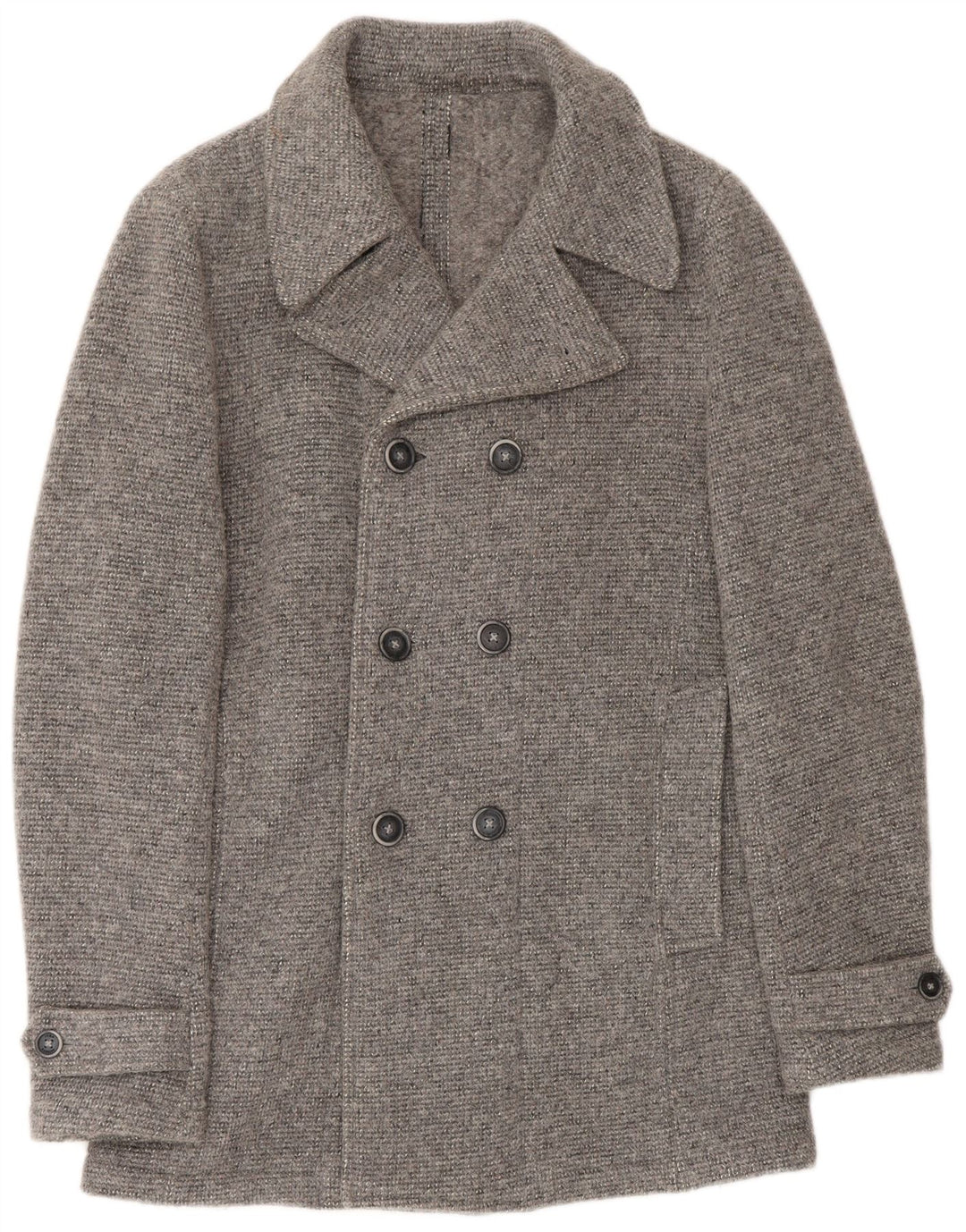 John Barritt Mens Knit Pea Coat UK 36 Small Grey