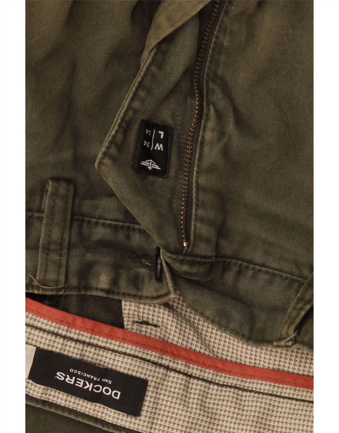 DOCKERS Mens Straight Chino Trousers W34 L30 Khaki Cotton