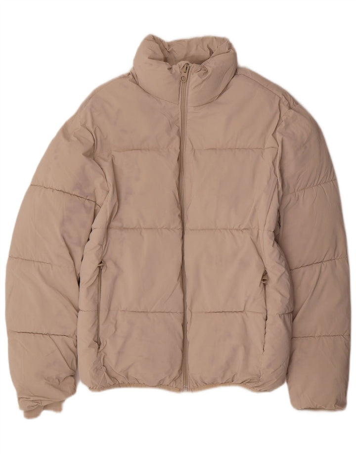 Zara Womens Oversized Padded Jacket UK 10 Small Beige Nylon