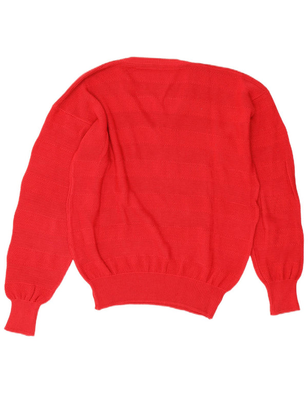 Vintage Mens V-Neck Jumper Sweater XL Red Striped