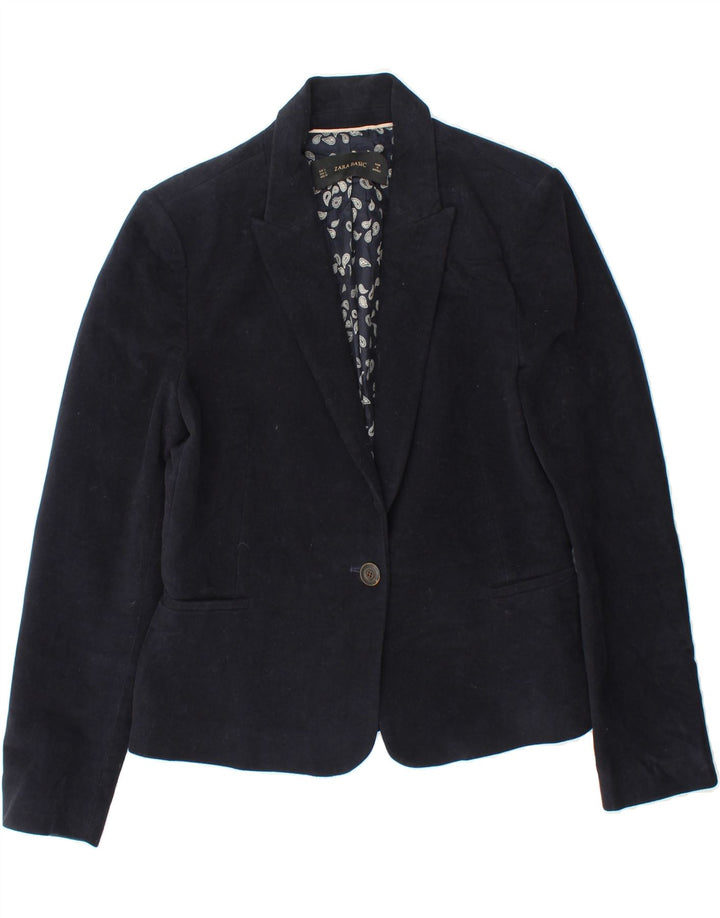ZARA Womens 1 Button Blazer Jacket UK 16 Large Navy Blue Acetate Vintage Zara and Second-Hand Zara from Messina Hembry 