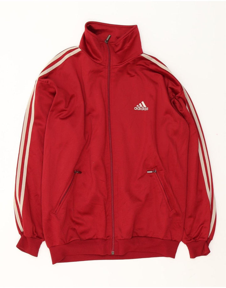 ADIDAS Mens Tracksuit Top Jacket UK 40/42 Medium Red Polyester