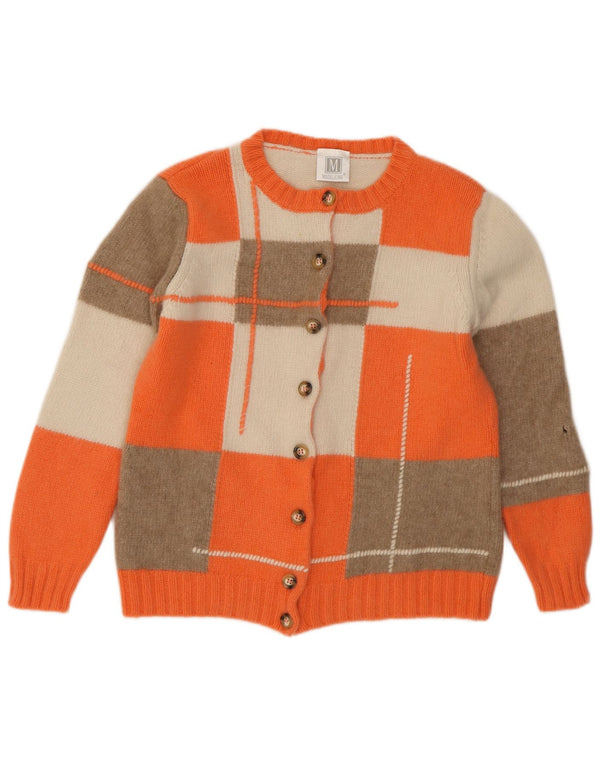 Madeleine Womens Cardigan Sweater UK 18/20 XL Orange Colourblock Cashmere