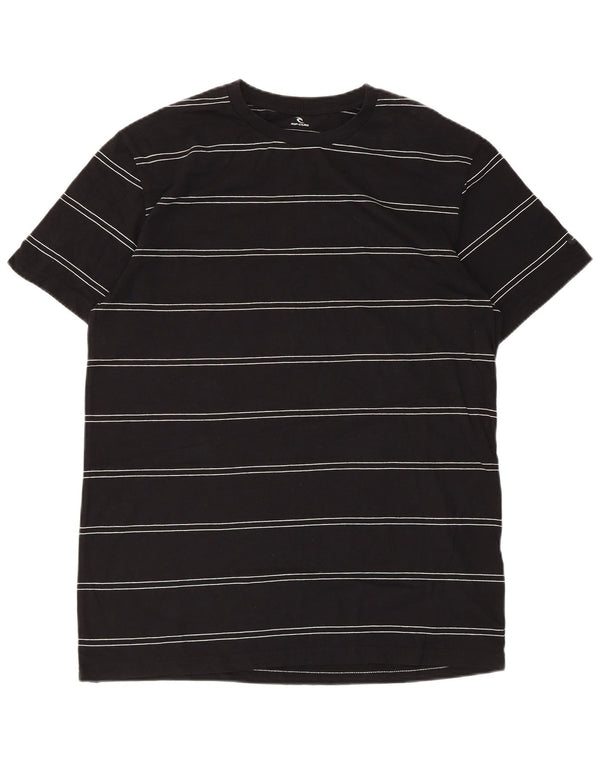 Rip Curl Mens Standard Fit T-Shirt Top Medium Black Striped Cotton