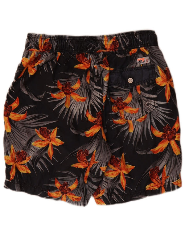 Superdry Mens Swimming Shorts Medium Grey Floral Polyester
