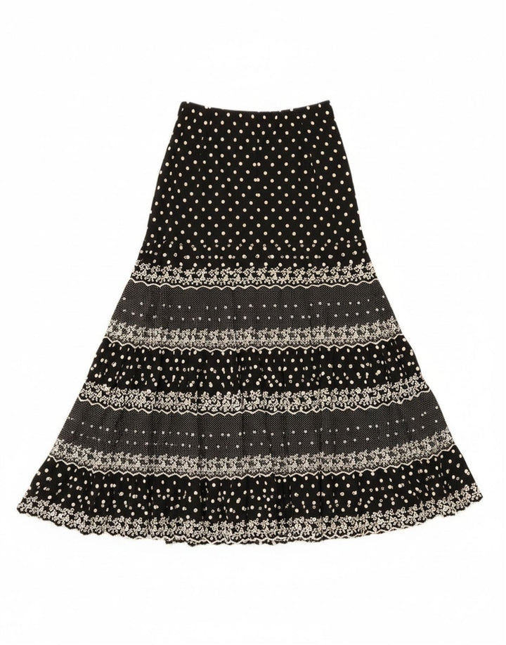 Vintage Womens Gypsy Skirt W28 Medium Black Spotted