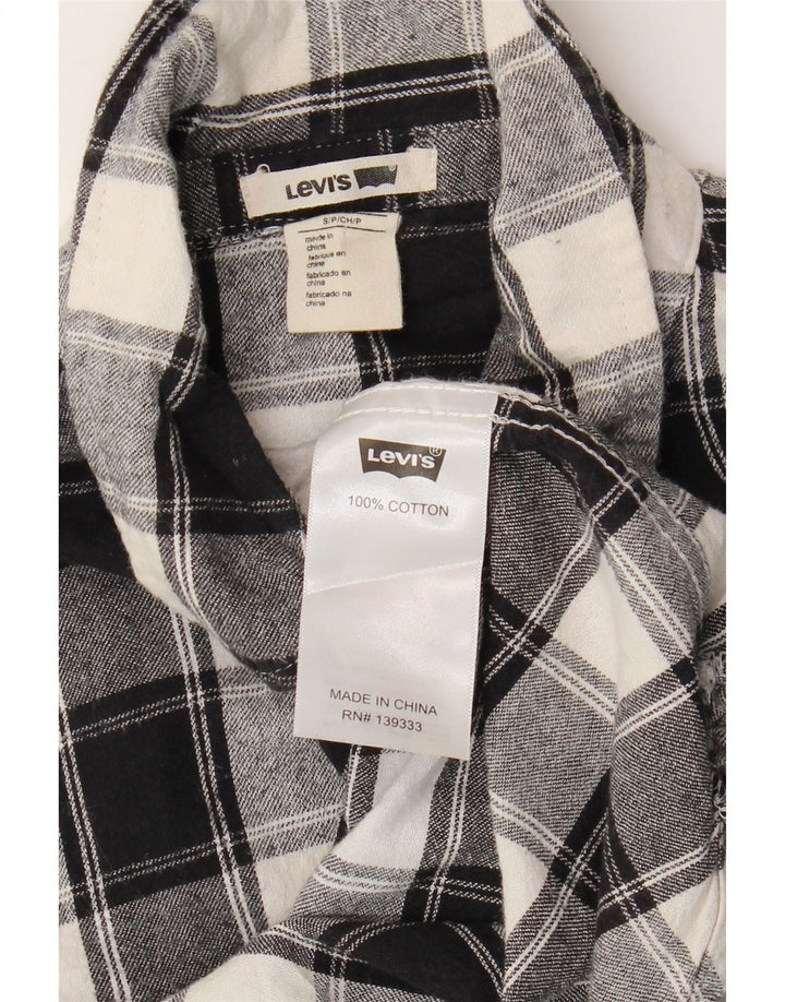 LEVI'S Womens Flannel Shirt UK 10 Small Black Check Cotton