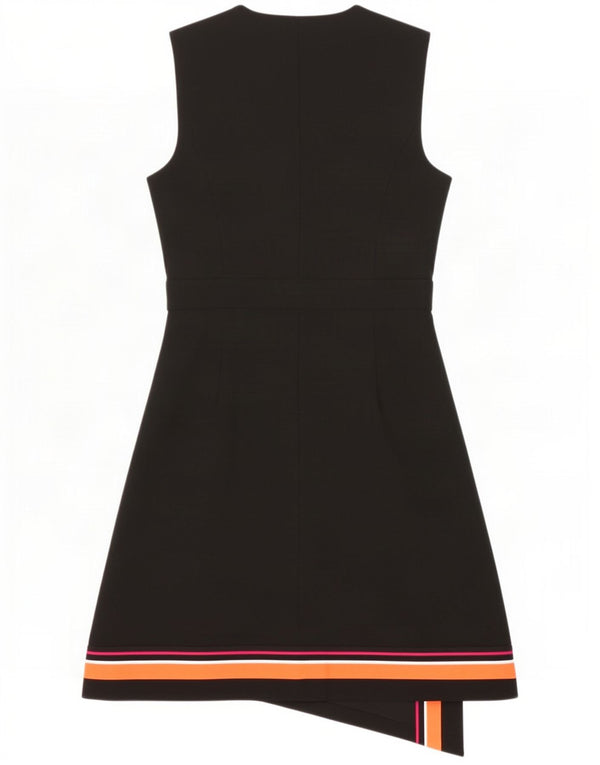 Karen Millen Womens Sleeveless Wrap Dress UK 12 Medium Black Colourblock