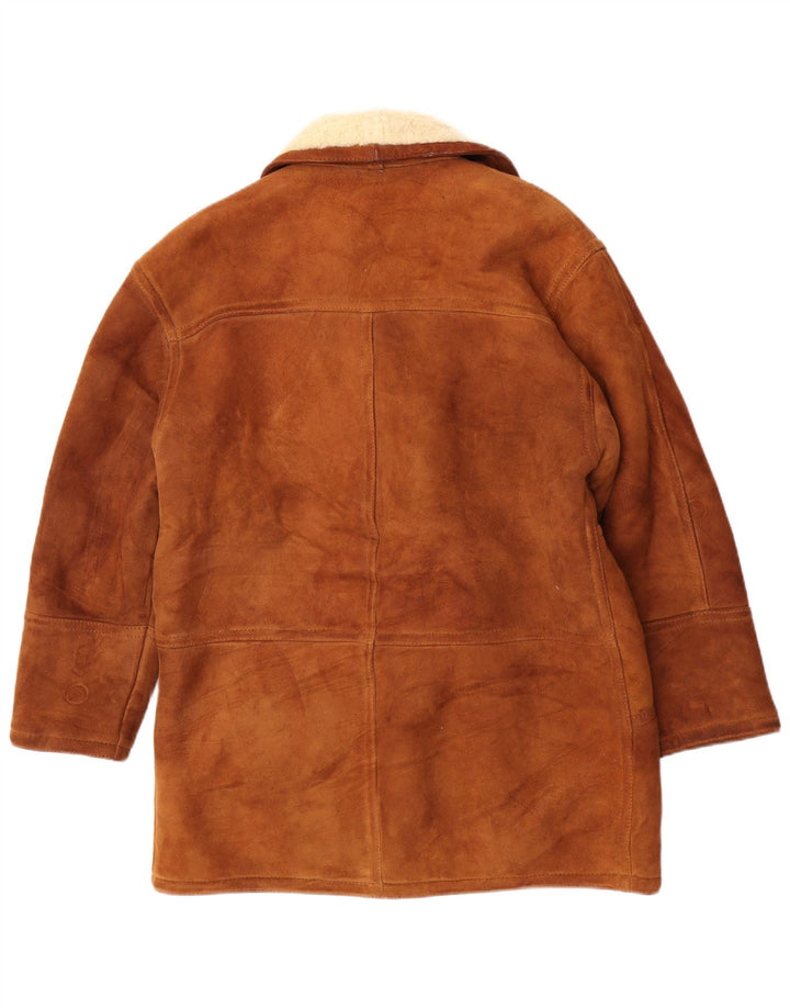 Vintage Mens Shearling Jacket UK 36 Small Brown
