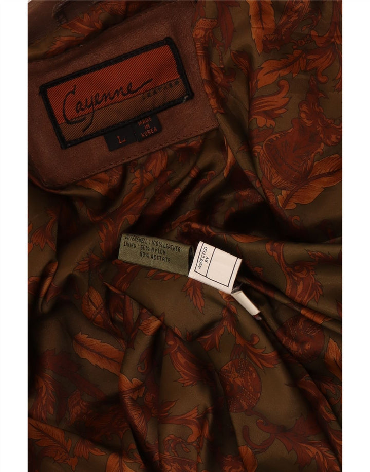 Cayenne Mens Leather Jacket UK 40 Large Brown Leather