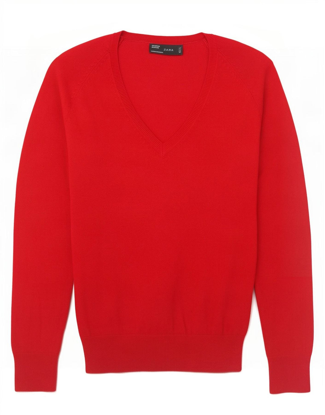 Zara Womens V-Neck Jumper Sweater UK 12 Medium Red