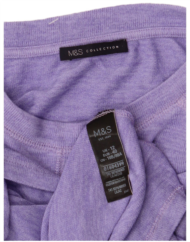 MARKS & SPENCER Womens T-Shirt Top UK 12 Medium Purple Viscose