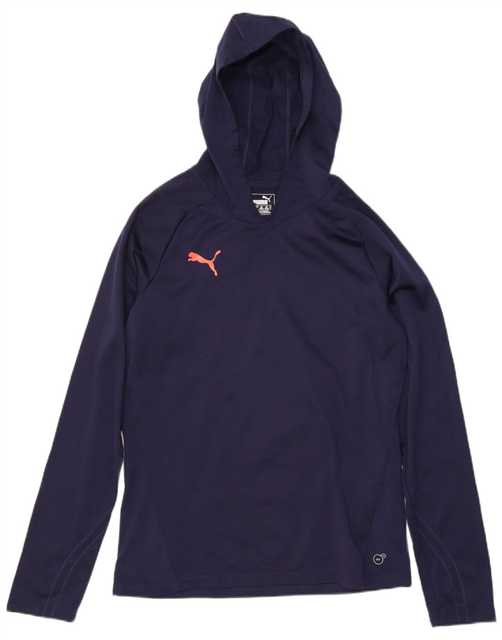 PUMA Mens Hooded Top Long Sleeve Medium Navy Blue Polyester