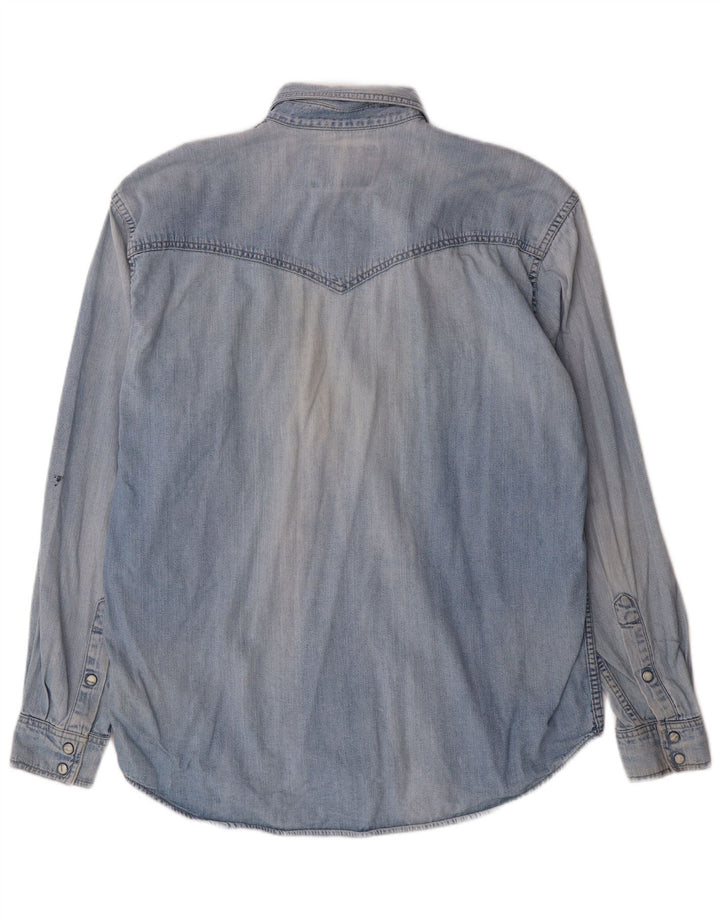 WRANGLER Mens Denim Shirt Large Blue Cotton