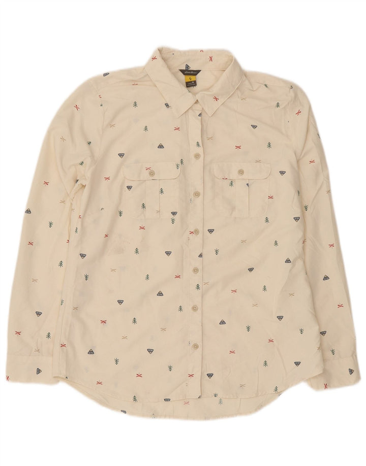 Eddie Bauer Womens Shirt UK 14 Medium Off White Spotted