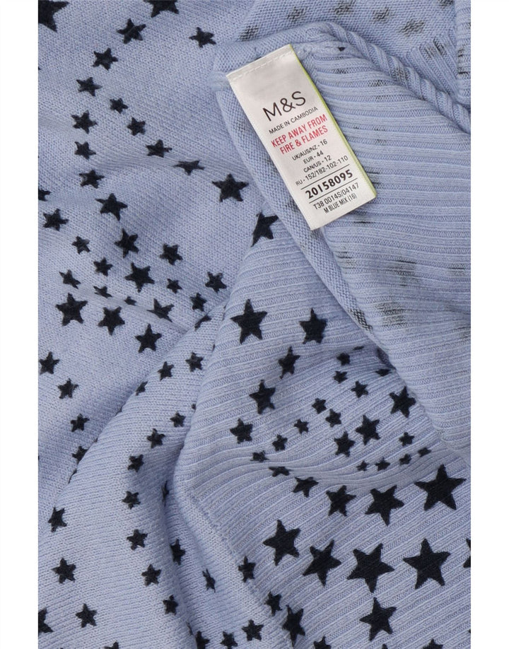Marks & Spencer Womens V-Neck Jumper Sweater UK 16 Large Blue