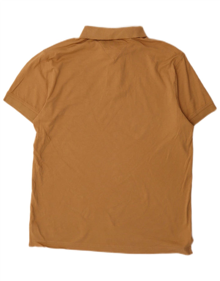 Tommy Hilfiger Mens Regular Fit Polo Shirt Medium Brown Cotton