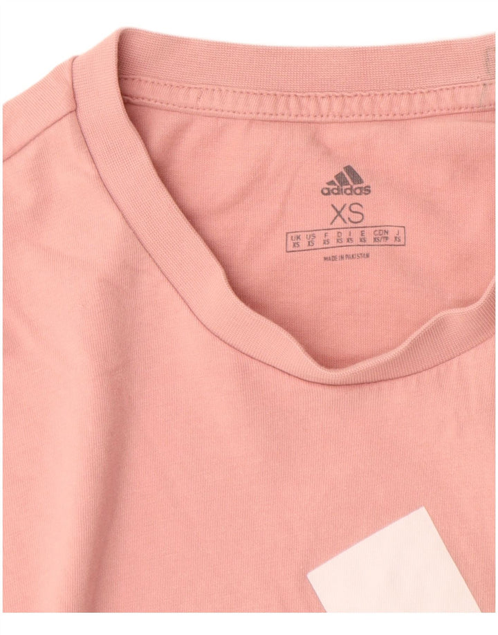 ADIDAS Womens Graphic T-Shirt Top UK 6 XS Pink Cotton