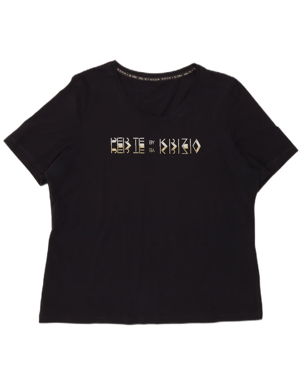 Perte by Krizia Womens Regular Graphic T-Shirt Top UK 12 Medium Navy Blue