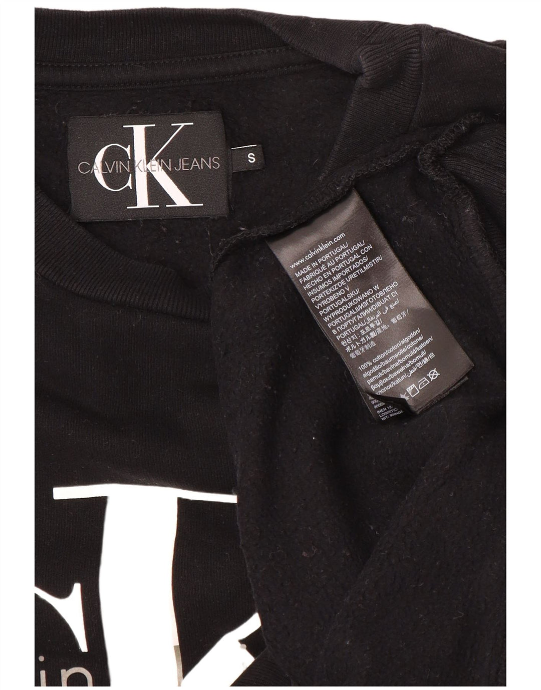 CALVIN KLEIN JEANS Mens Graphic Sweatshirt Jumper Small Black Cotton