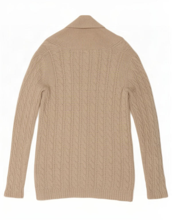 Zara Womens Cardigan Sweater UK 16 Large Beige Cotton