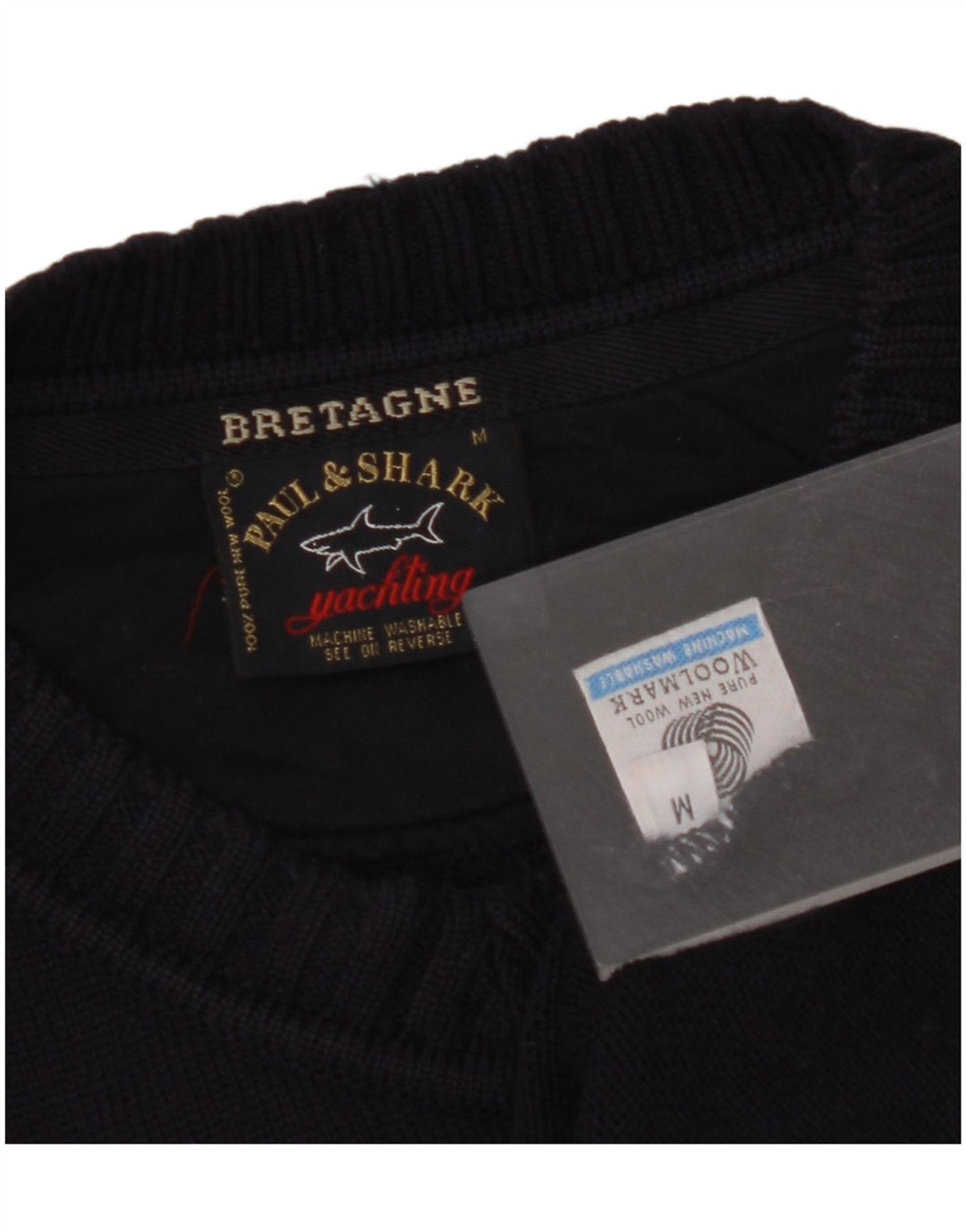 PAUL & SHARK Mens V-Neck Jumper Sweater Medium Navy Blue New Wool