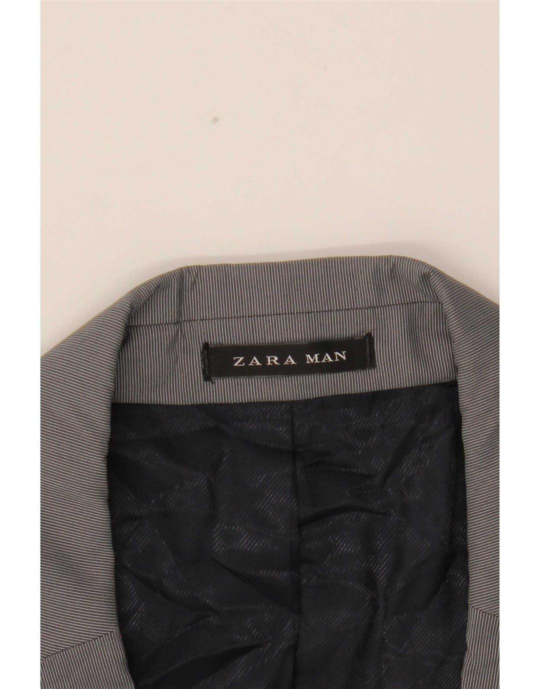 Zara Mens 2 Button Blazer Jacket EU 54 XL Grey Pinstripe Polyester