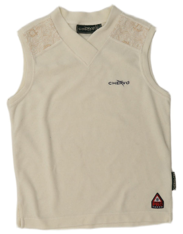 Chervo Womens Velour Vest Top IT 44 Medium Off White Paisley Polyester