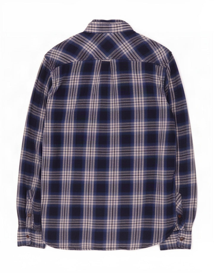 Superdry Mens Checked Regular Fit Flannel Shirt Medium Navy Blue Check