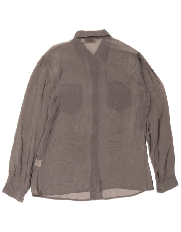 Preca Womens See Through Shirt IT 44 Medium Grey Polyamide