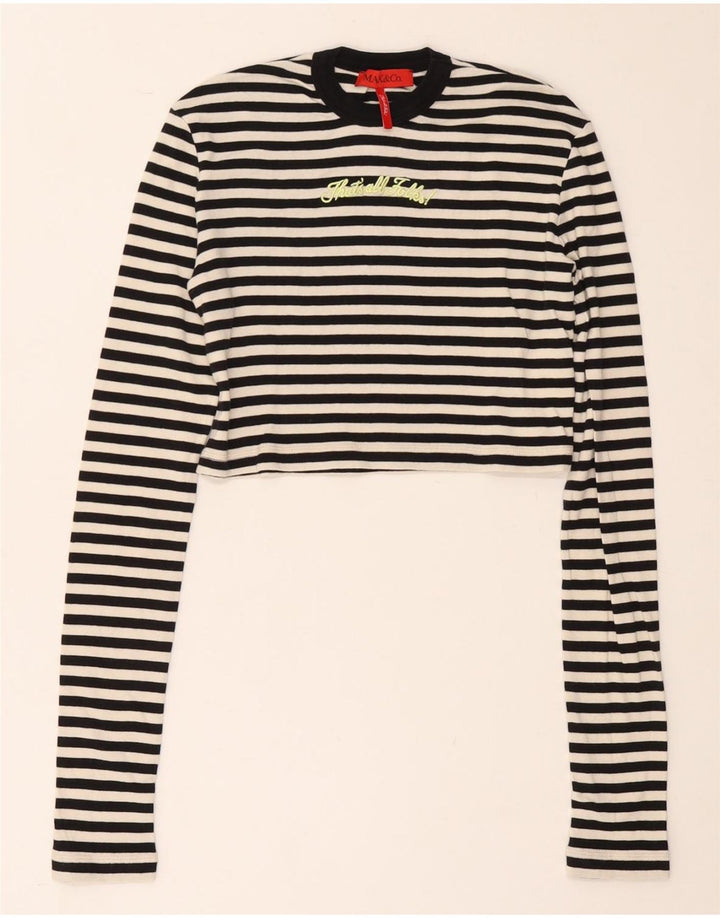 Max & Co. Womens Crop Graphic Top Long Sleeve UK 12 Medium Black Striped