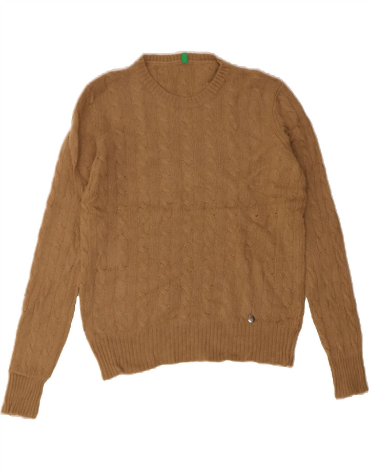 BENETTON Womens Crew Neck Jumper Sweater UK 14 Medium Brown Vintage Benetton and Second-Hand Benetton from Messina Hembry 