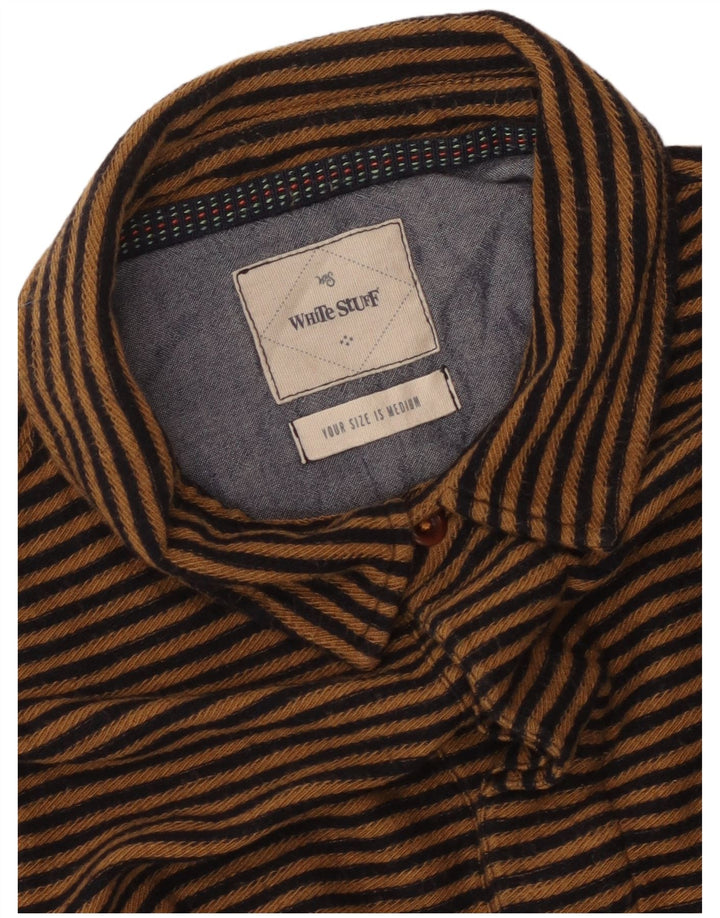 WHITE STUFF Mens Short Sleeve Pullover Shirt Medium Brown Striped