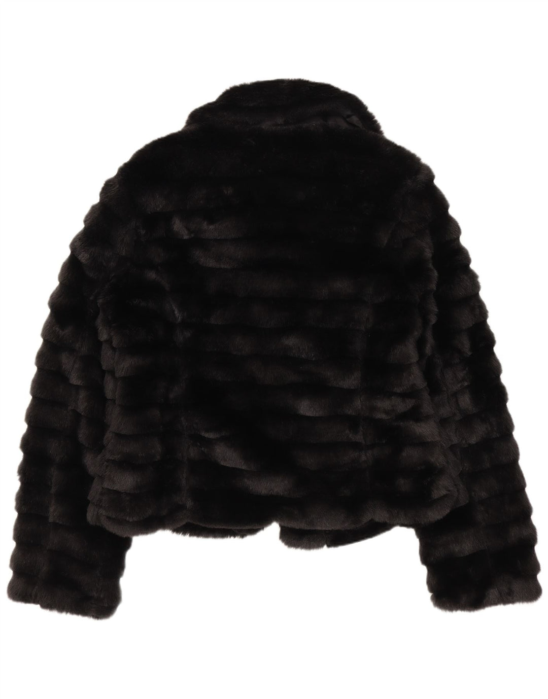 LUCID Womens Faux Fur Jacket UK 14 Medium  Black Acrylic