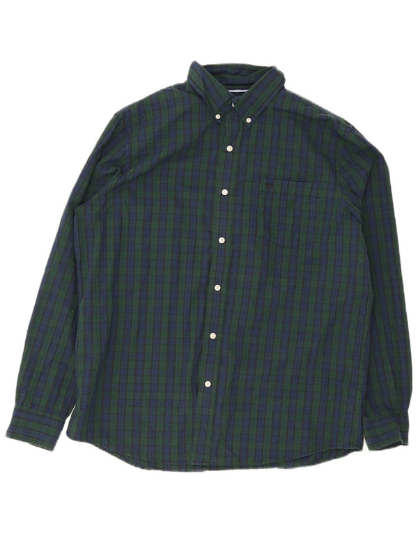 Chaps Mens Shirt XL Navy Blue Check Cotton