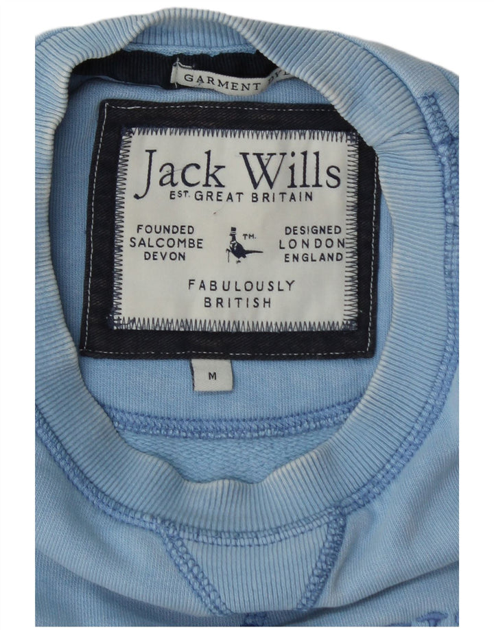 JACK WILLS Mens Graphic Sweatshirt Jumper Medium Blue Cotton