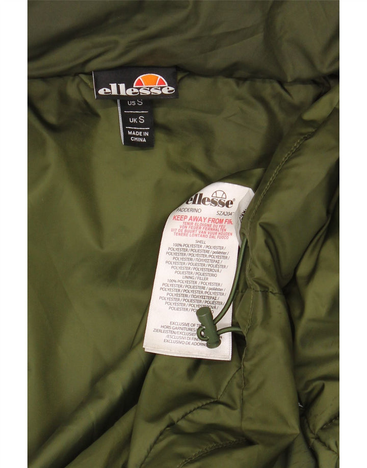 ELLESSE Mens Hooded Padded Jacket UK 36 Small Green Polyester