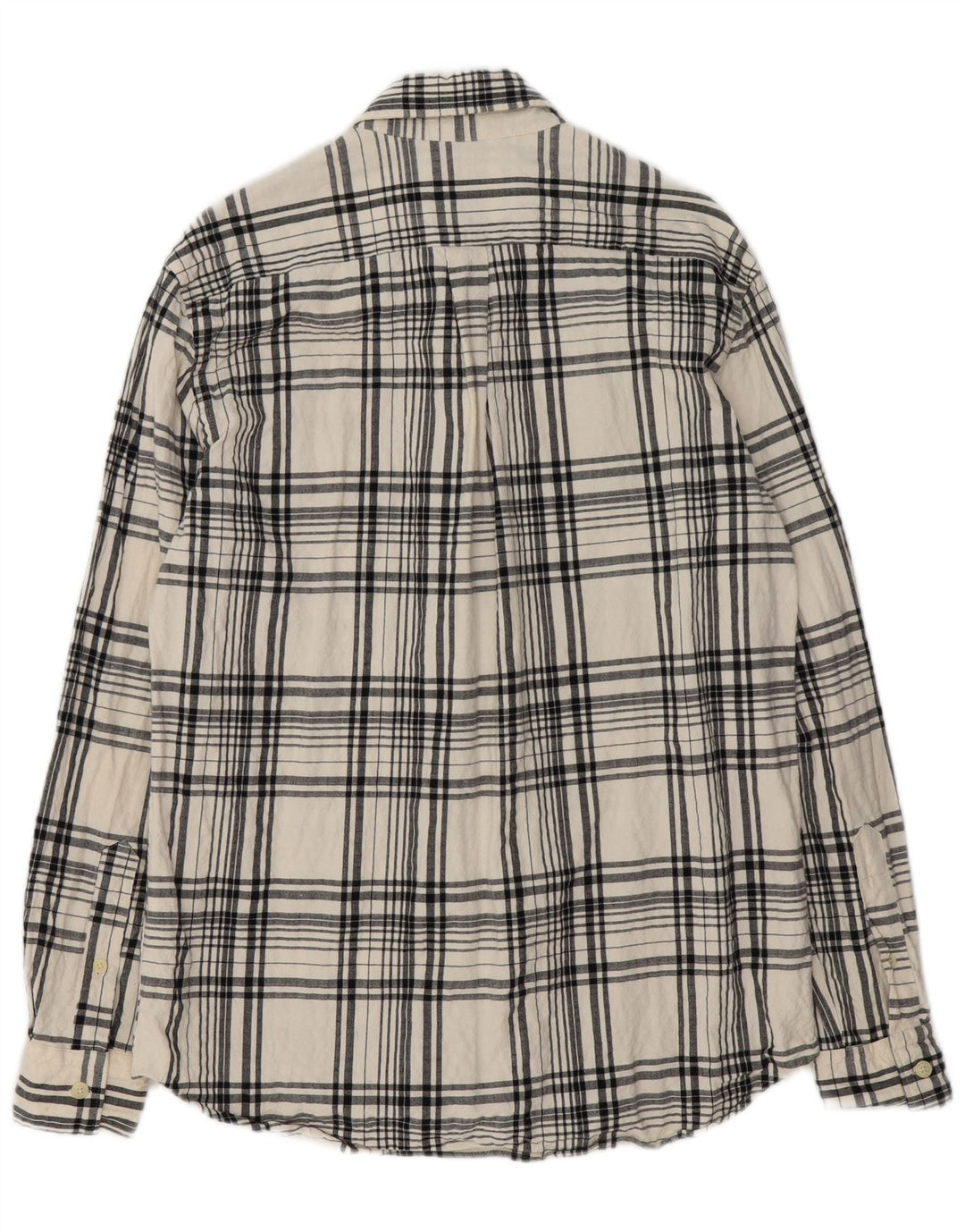 Zara Mens Relaxed Fit Flannel Shirt Medium Off White Check Cotton